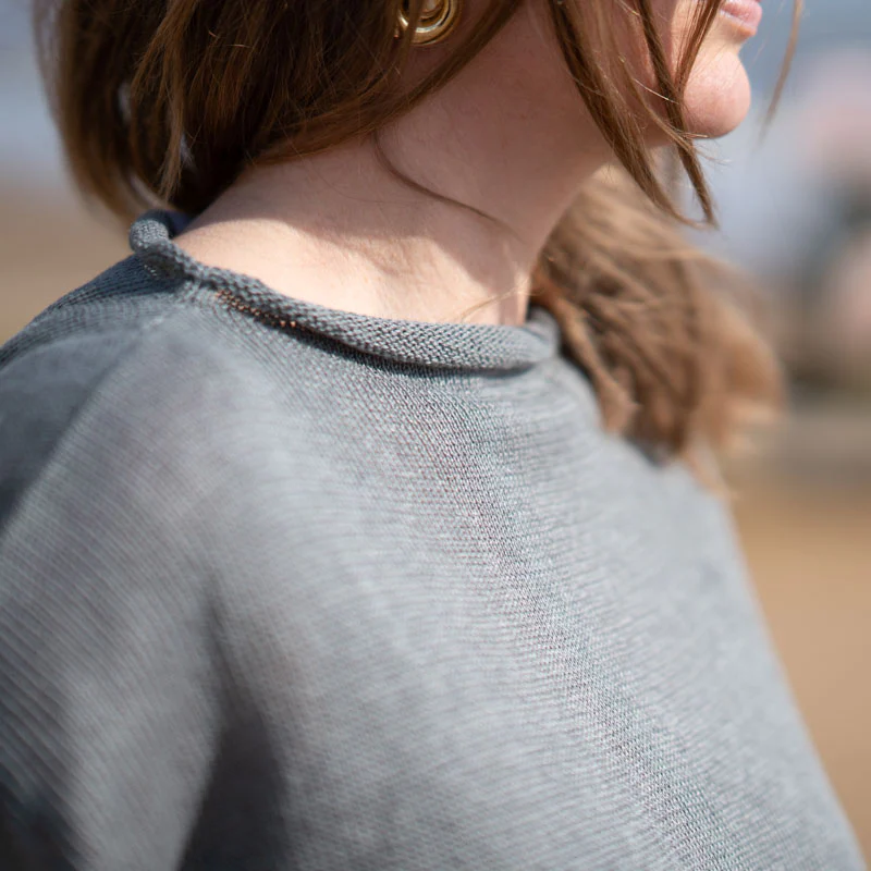 COLLEN & CLARE Pea Linen Crop Knit in Smoke - Image 5