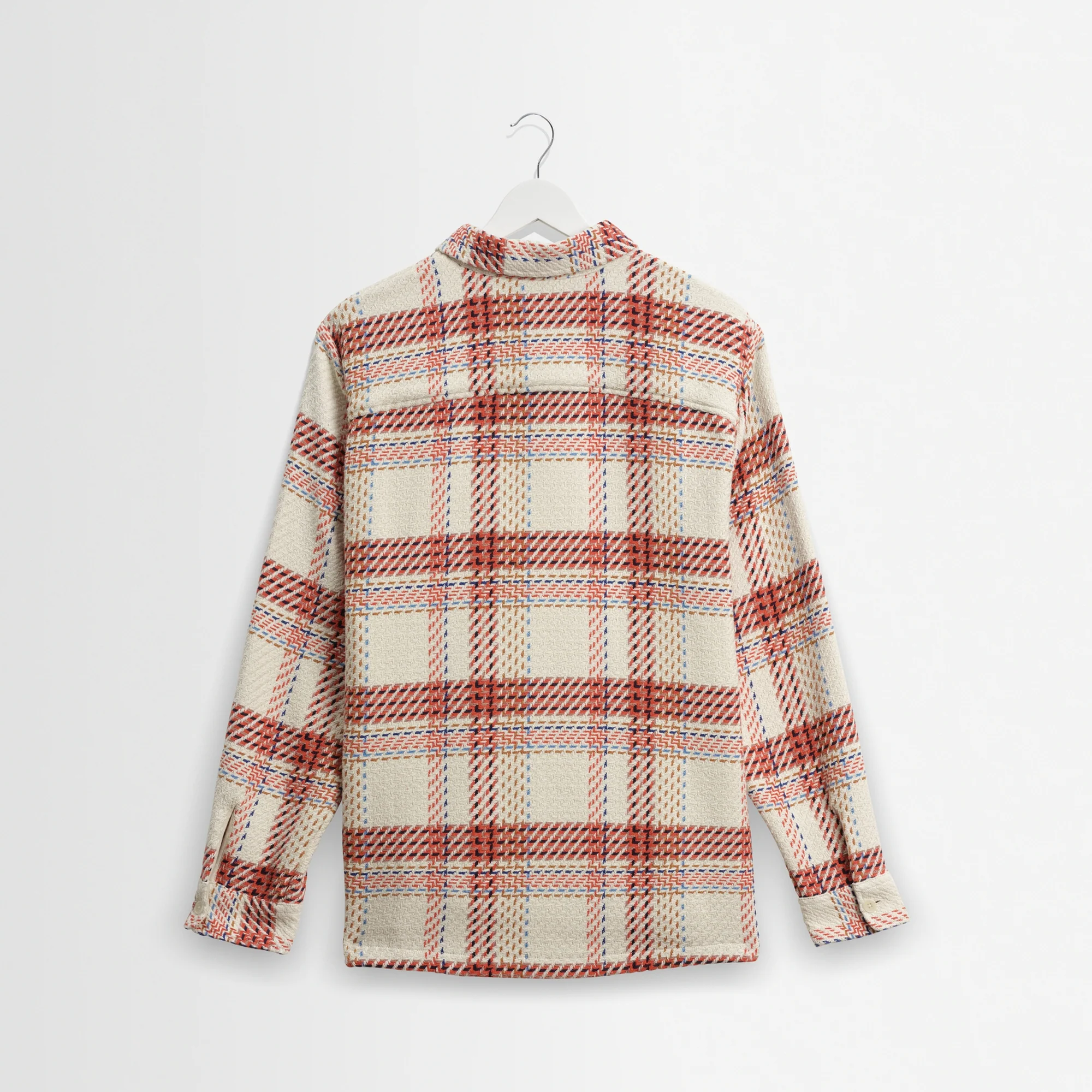 WAX LONDON Whiting Overshirt in Ecru/Red - Image 3